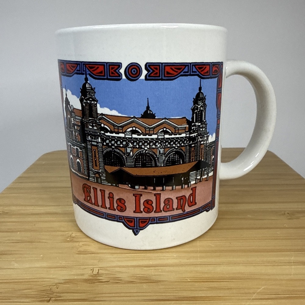 Vintage Ellis Island NY Coffee Mug Cup Building